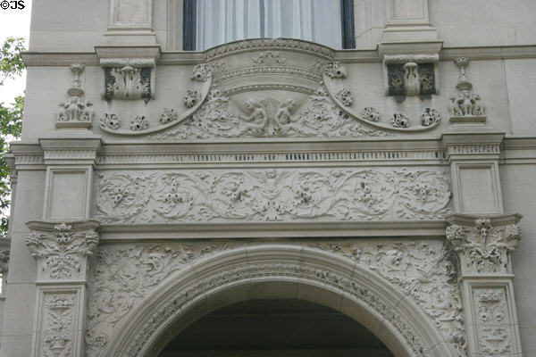 Reliefs over door of William W. Kimball House. Chicago, IL.