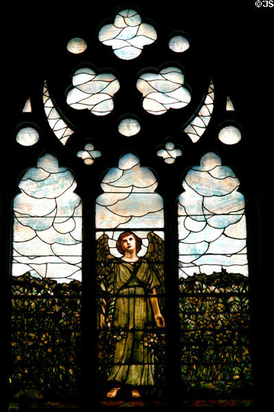 Angel & clouds stained glass windows by Louis Comfort Tiffany & Edward Burne-Jones in Second Presbyterian Church. Chicago, IL.