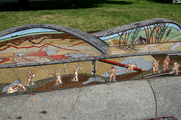 Mosaic art bench in Navy Pier Park. Chicago, IL.