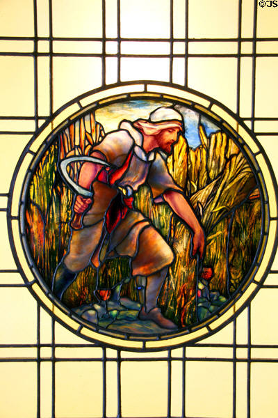Stained glass window (c1890) of Autumn in Four Seasons by Tiffany Glass Co. at Stained Glass Museum. Chicago, IL.