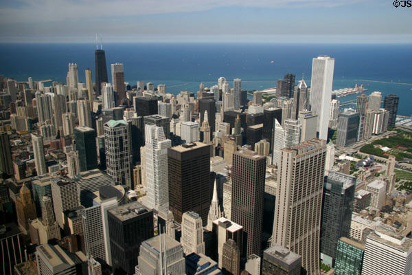 Skyline of the core of Chicago from Sears Tower. Chicago, IL.