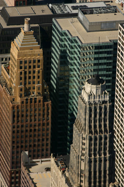 Century Tower (1930) (28 floors) (by Thielbar & Fugard) (182 West Lake St.) & Randolph Tower (1929) (45 floors) (by Vitzhum & Burns) (188 West Randolph St.) from Sears Tower. Chicago, IL.