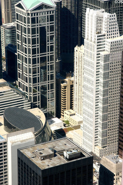 R.R. Donnelley Building (green) & white Chicago Title Tower from Sears Tower. Chicago, IL.