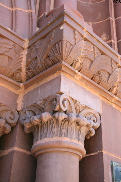 Carved details of St. Gabriel Church. Chicago, IL.