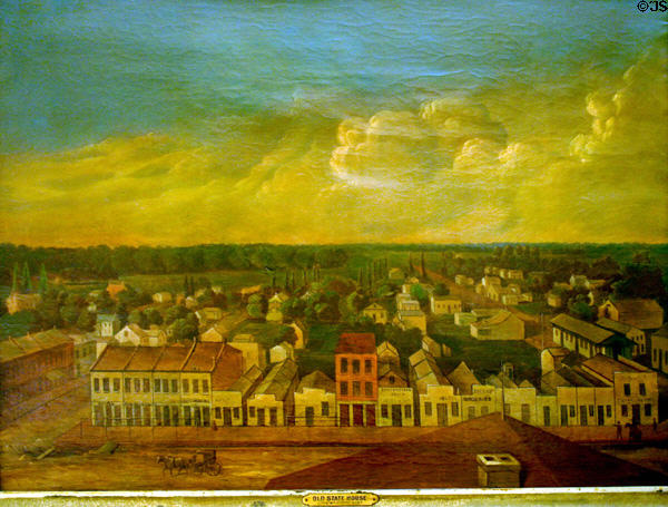 Painting of view from Old State House looking north over Springfield (c1857). Springfield, IL.