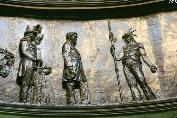 Relief of American soldier meeting Indian in Illinois State Capitol. Springfield, IL.
