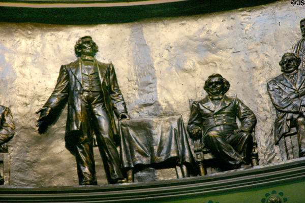 Relief of Lincoln debating Douglas in Illinois State Capitol. Springfield, IL.