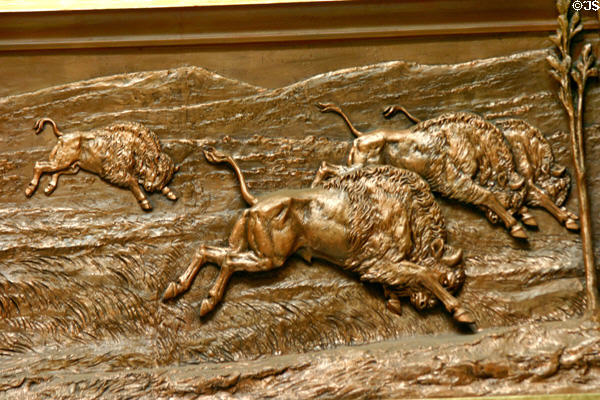 Relief of running buffalos in Illinois State Capitol. Springfield, IL.