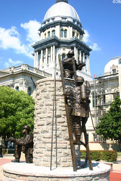 Illinois Firefighter Memorial (1999) by Neil Broden at State Capitol. Springfield, IL.