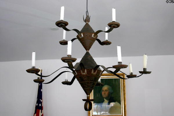 Tin candelabra in historic courtroom in law office building. Springfield, IL.