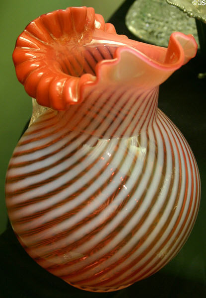 Red rib pattern glass pitcher (1886-1900) at Illinois State Museum. Springfield, IL.