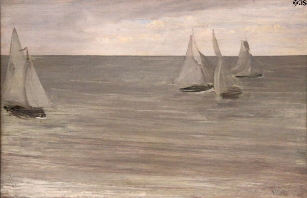 Trouville: Gray & Green, the Silver Sea painting (1865) by James McNeill Whistler at Art Institute of Chicago. Chicago, IL.