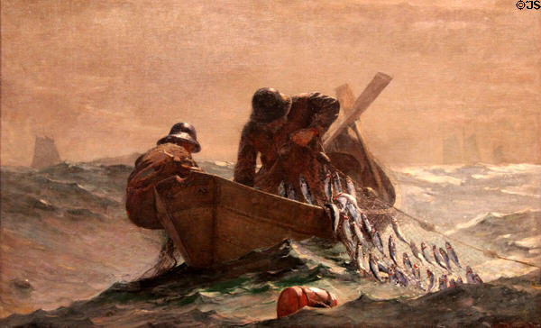 Herring Net painting (1885) by Winslow Homer at Art Institute of Chicago. Chicago, IL.