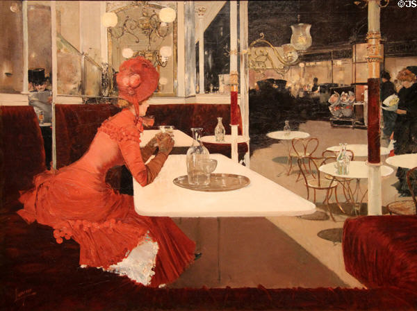 The Café painting (1882-4) by Fernand Lungren at Art Institute of Chicago. Chicago, IL.