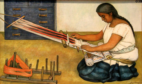 The Weaver painting (1936) by Diego Rivera at Art Institute of Chicago. Chicago, IL.