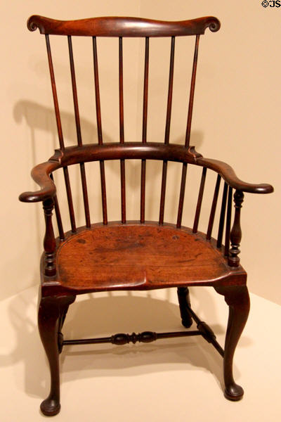 High-back Windsor armchair (1760-8) from Philadelphia, PA at Art Institute of Chicago. Chicago, IL.