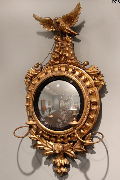 Convex mirror with American eagle & candle sticks (1810-30) from America or England at Art Institute of Chicago. Chicago, IL.
