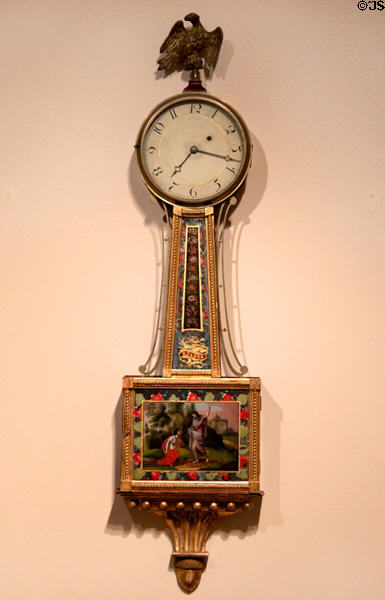 Banjo clock (1802-5) by Elnathan Taber of Roxbury, MA at Art Institute of Chicago. Chicago, IL.