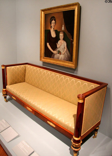 Box sofa (c1820) attrib. Duncan Phyfe at Art Institute of Chicago. Chicago, IL.