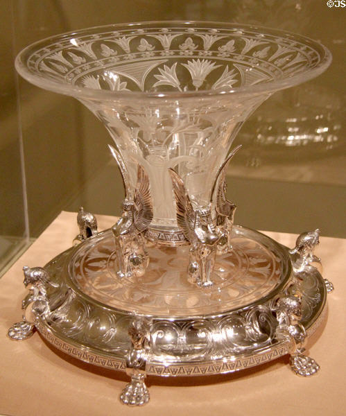 Silver & glass Egyptian-Revival centerpiece (1872-5) by Dominick & Haff at Art Institute of Chicago. Chicago, IL.