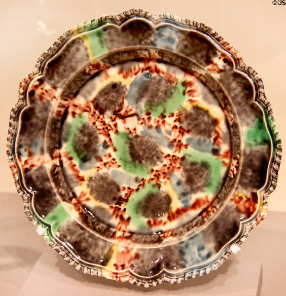 Earthenware tortoiseshell plate (1750-65) from Staffordshire, England at Art Institute of Chicago. Chicago, IL.