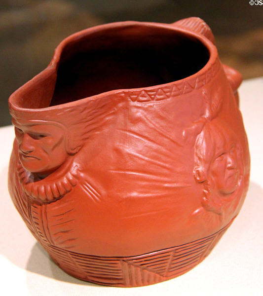 Earthenware pitcher (c1890) by Edward Kemeys & Joseph Green of Ottawa, IL at Art Institute of Chicago. Chicago, IL.