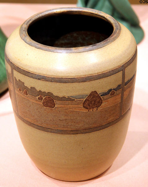 Earthenware vase (c1909) by Annie E. Aldrich for Marblehead Pottery, MA at Art Institute of Chicago. Chicago, IL.