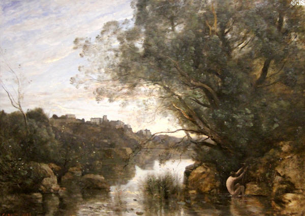 Souvenir of Environs of Lake Nemi painting (1865) by Jean-Baptiste-Camille Corot at Art Institute of Chicago. Chicago, IL.