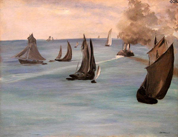 Steamboat Leaving Boulogne painting (1864) by Édouard Manet at Art Institute of Chicago. Chicago, IL.