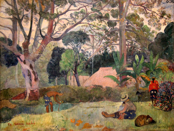 Big Tree (Te raau rahi) painting (1891) by Paul Gauguin at Art Institute of Chicago. Chicago, IL.