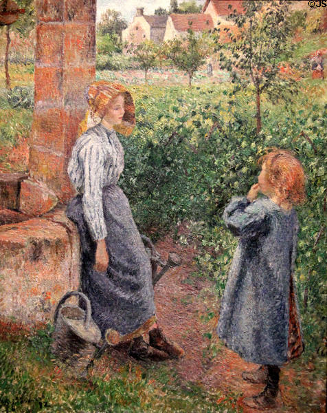 Woman & Child at Well painting (1882) by Camille Pissarro at Art Institute of Chicago. Chicago, IL.
