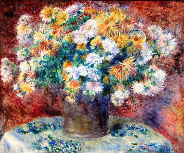 Chrysanthemums painting (1881-2) by Auguste Renoir at Art Institute of Chicago. Chicago, IL.
