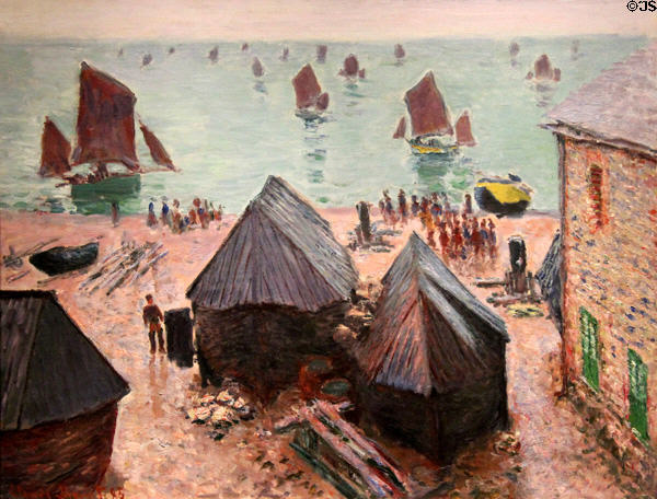 Departure of Boats, Étretat painting (1885) by Claude Monet at Art Institute of Chicago. Chicago, IL.