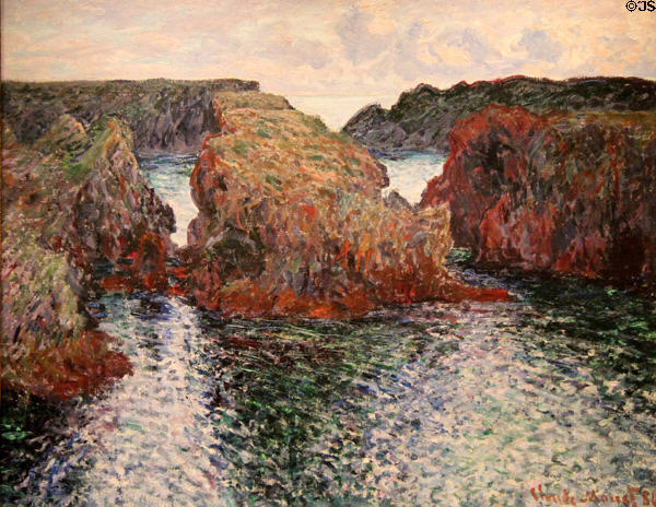 Rocks at Port-Goulphar, Belle-Ile painting (1886) by Claude Monet at Art Institute of Chicago. Chicago, IL.