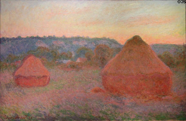 Stacks of Wheat (End of Day, Autumn) painting (1890-1) by Claude Monet at Art Institute of Chicago. Chicago, IL.
