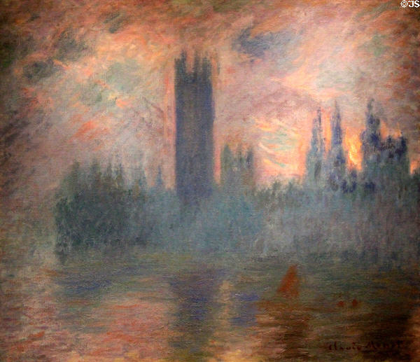 Houses of Parliament, London painting (1900-1) by Claude Monet at Art Institute of Chicago. Chicago, IL.