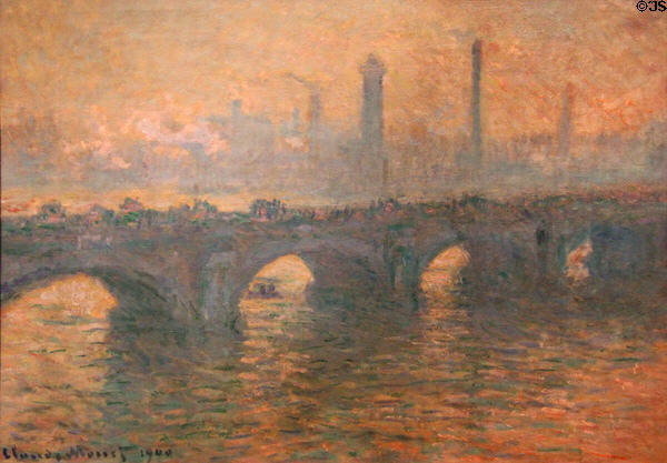Waterloo Bridge, Gray Weather painting (1900) by Claude Monet at Art Institute of Chicago. Chicago, IL.