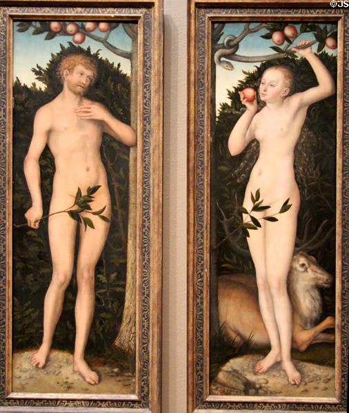 Adam & Eve paintings (c1533-7) by Lucas Cranach the Elder at Art Institute of Chicago. Chicago, IL.