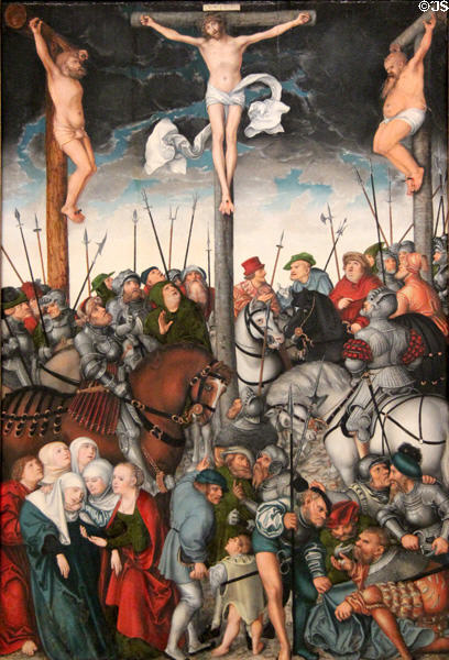 The Crucifixion paintings (1538) by Lucas Cranach the Elder at Art Institute of Chicago. Chicago, IL.