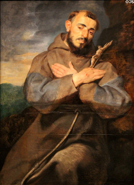 St. Francis in Meditation painting (c1615) by Peter Paul Rubens at Art Institute of Chicago. Chicago, IL.