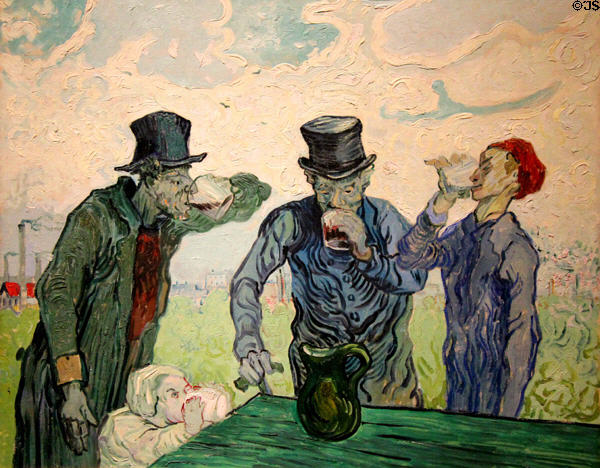 The Drinkers painting after Daumier (1890) by Vincent van Gogh at Art Institute of Chicago. Chicago, IL.