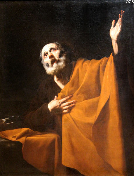 Penitent St. Peter painting (1628-32) by Jusepe de Ribera at Art Institute of Chicago. Chicago, IL.