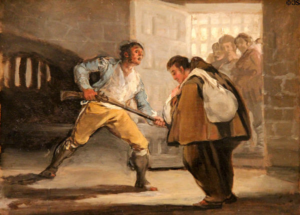 El Maragato Threatens Friar Pedro de Zaldivia with His Gun painting (c1806) by Francisco de Goya at Art Institute of Chicago. Chicago, IL.