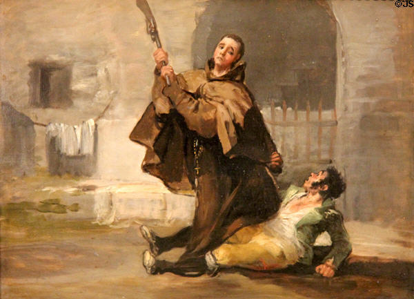 Friar Pedro de Zaldivia Clubs El Maragato with Butt of the Gun painting (c1806) by Francisco de Goya at Art Institute of Chicago. Chicago, IL.
