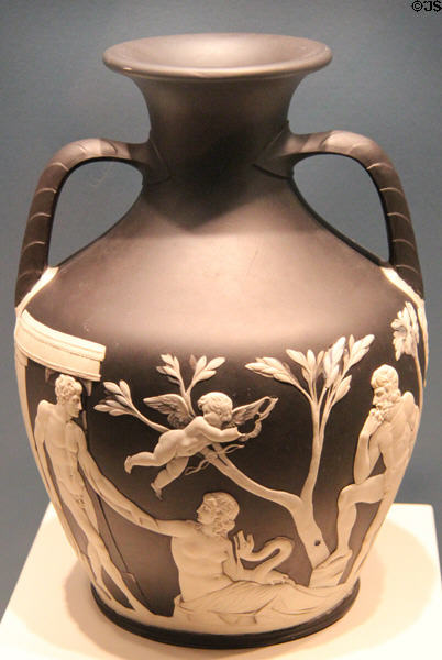 Black jasper on white relief Portland Vase (1790-6) by Wedgwood Pottery of Staffordshire, England at Art Institute of Chicago. Chicago, IL.