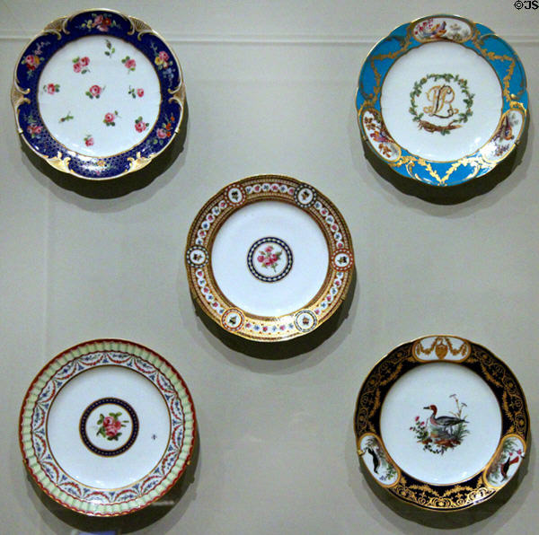 Porcelain plates (1771-92) by Sèvres Porcelain Manufactory of France at Art Institute of Chicago. Chicago, IL.