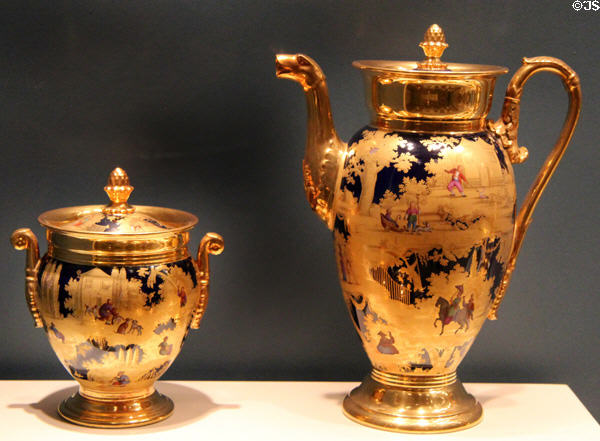 Porcelain tea & coffee service (c1820) by Denuelle Porcelain Manufactory of Paris, France at Art Institute of Chicago. Chicago, IL.