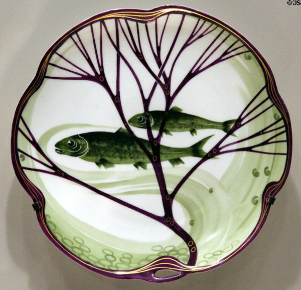Porcelain plate from fish service (1899) by Hermann Gradl for Koeniglich-Bayerische Porzellan Manufaktur at Art Institute of Chicago. Chicago, IL.