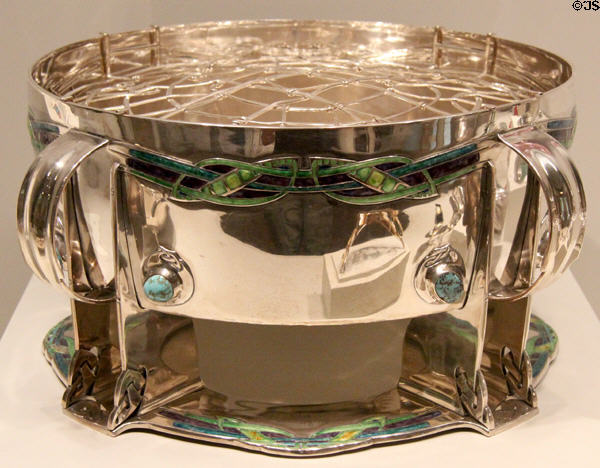 Silver & enamel Rose Bowl (1902) by Archibald Knox for Liberty & Co. of London, England at Art Institute of Chicago. Chicago, IL.