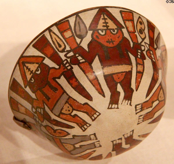 Nazca ceramic bowl depicting harvest dance (180 BCE-500 CE) from South Coast, Peru at Art Institute of Chicago. Chicago, IL.